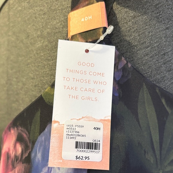 Cacique Floral Print Bra - Black and Purple - Picture 2 of 4